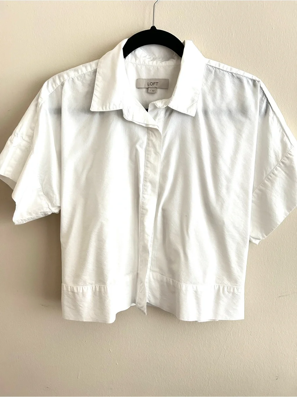 LOFT White Classic Collared Button-Down Shirt - Picture 1 of 5